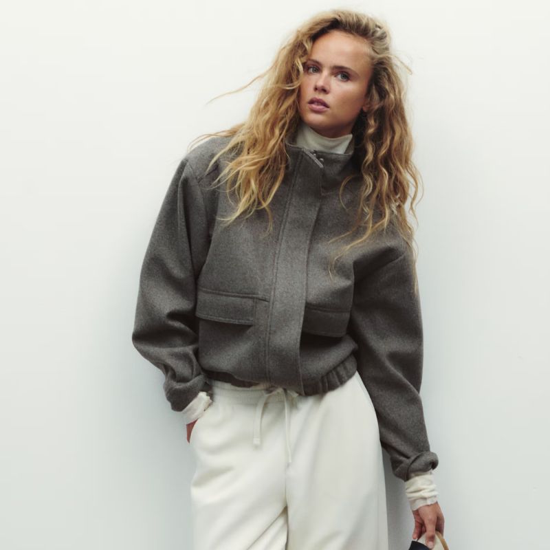 funnel neck grey jacket