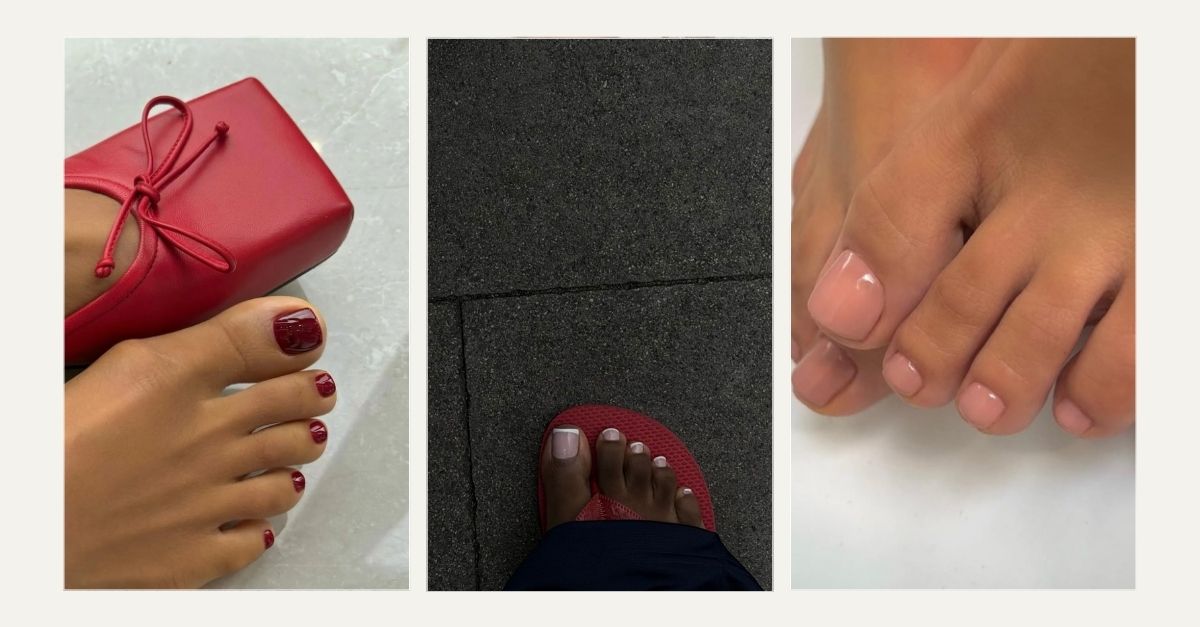 a collage of three September pedicure colours for 2026