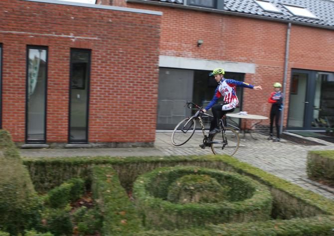 Wheelie! Gavin Haley popping off another one-hander.