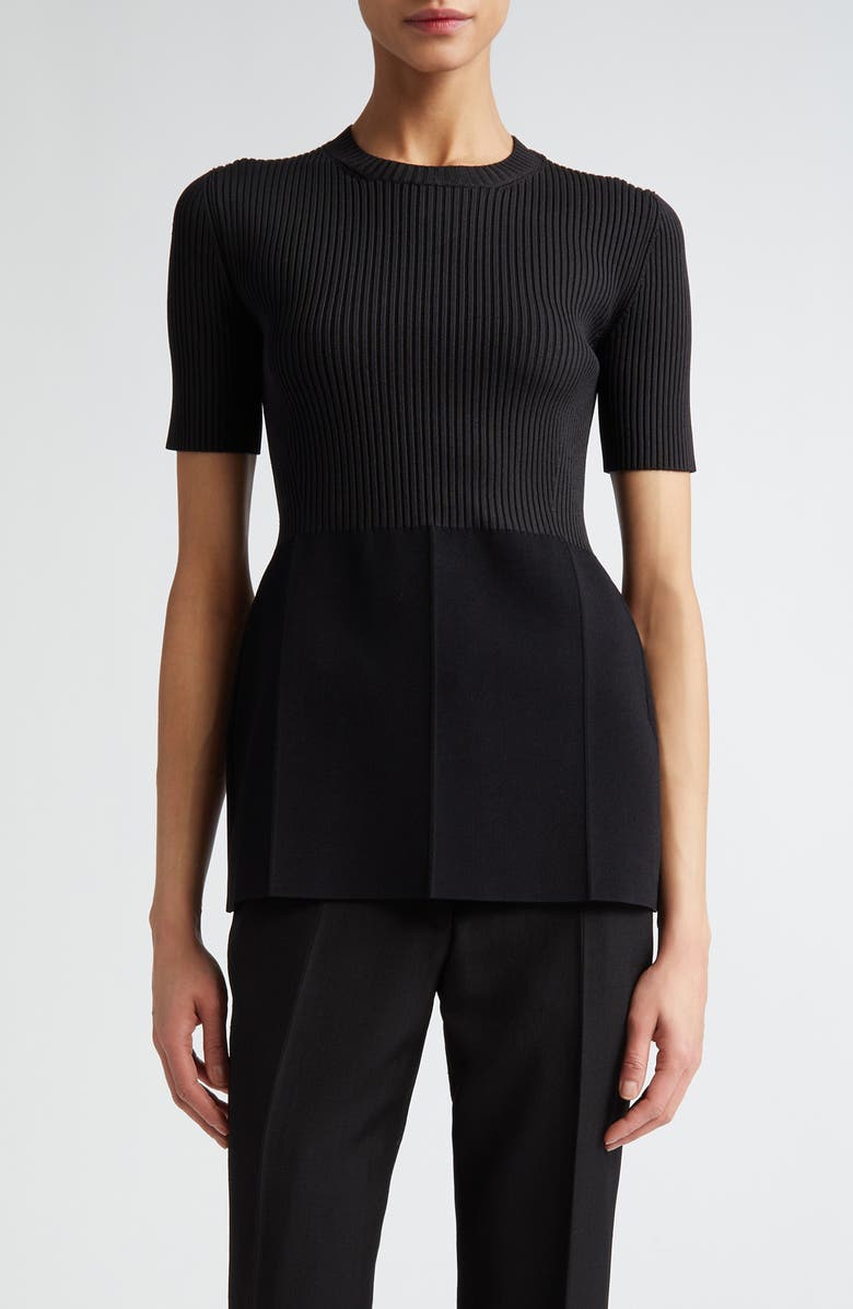 Peplum Rib Crewneck Top