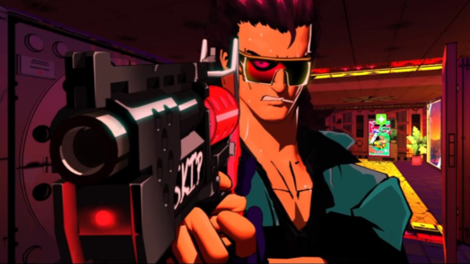 Mullet MadJack review; an anime hero points a gun