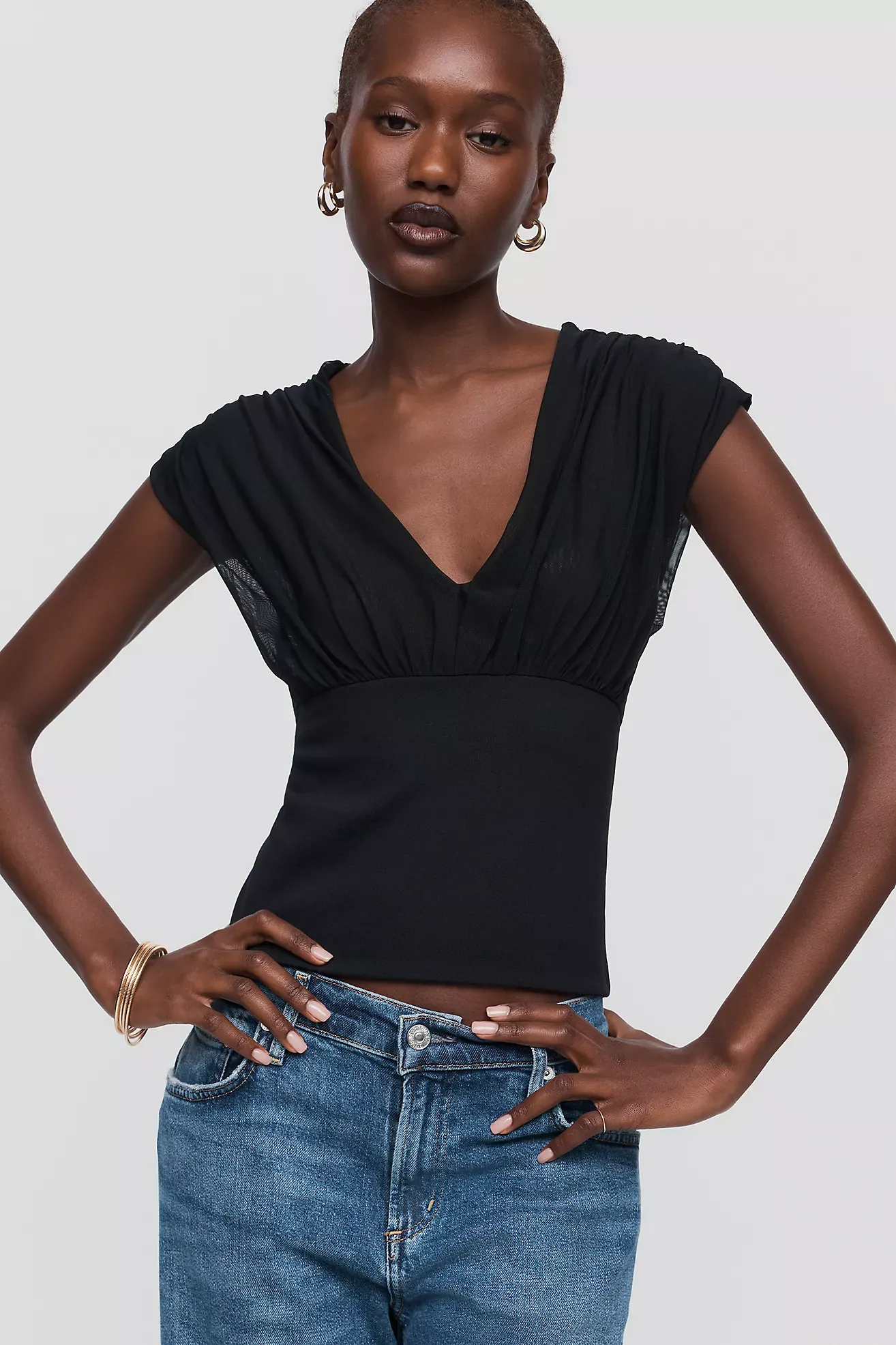 Anthropologie, By Anthropologie Plunge-Neck Banded Top