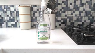 White vinegar bottle on countertop