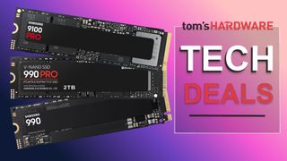 Tech Deals cover featuring a three Samsung SSDs. A 9100 Pro, 990 Pro, and 990 2TB SSD