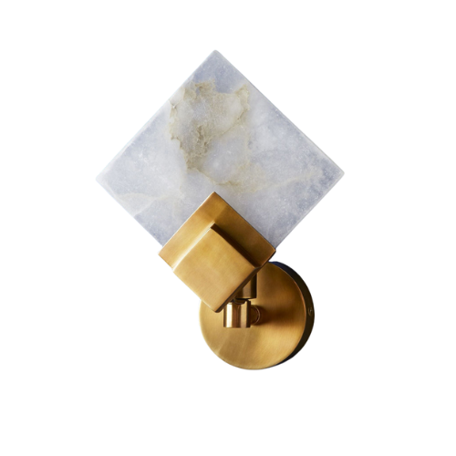 Gatsby Wall Sconce in Brass With Alabaster Square