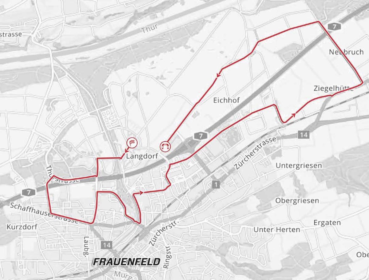 Stage 1 map 2021 Tour de Suisse