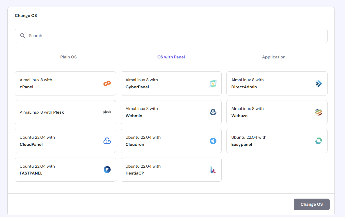 Hostinger VPS OS Choices on install