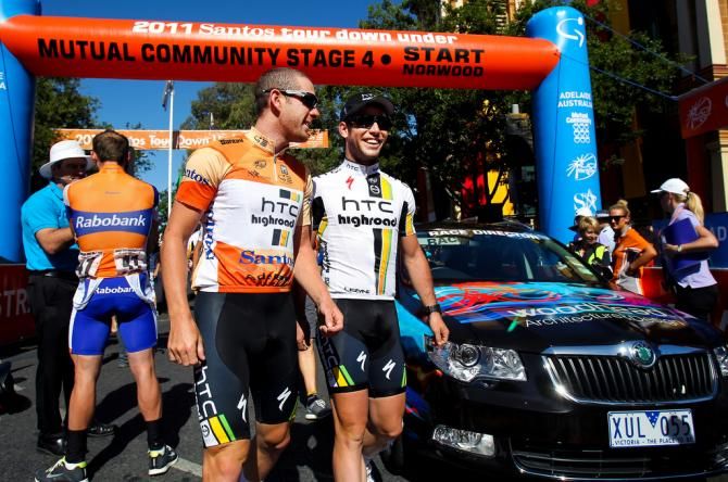 Race leader Matt Goss with Mark Cavendish