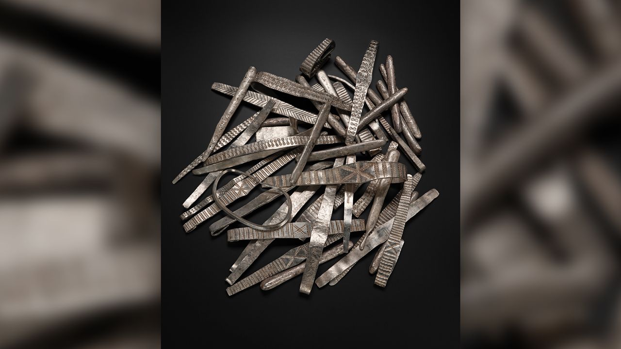 Silver bullion from the lower layer of the Galloway Hoard.