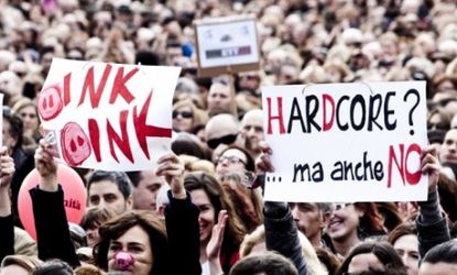 More than one million people, mostly women, demonstrated in cities across Italy calling for the resignation of their sex-scandal-plagued leader Silvio Berlusconi.