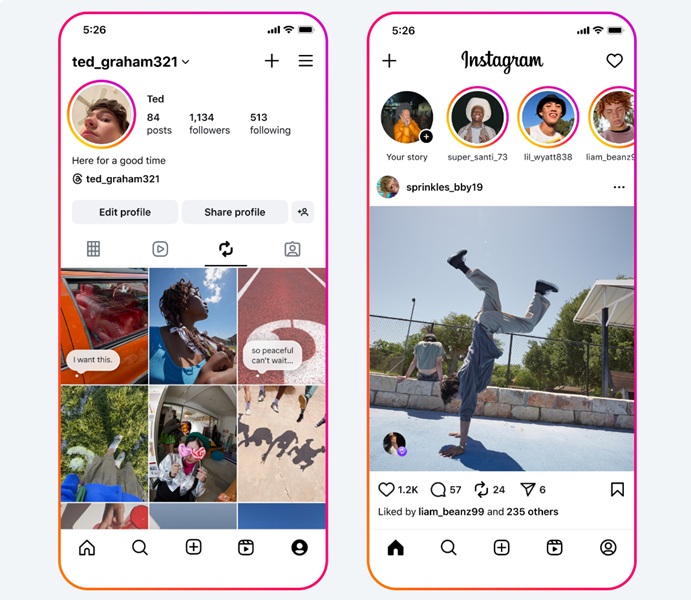 Instagram is rolling out a repost button for Reels and posts.