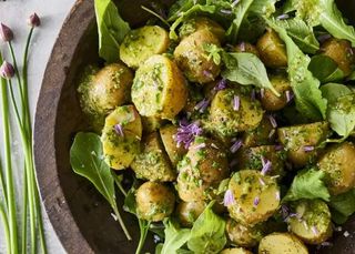potato salad with green garlic dressing