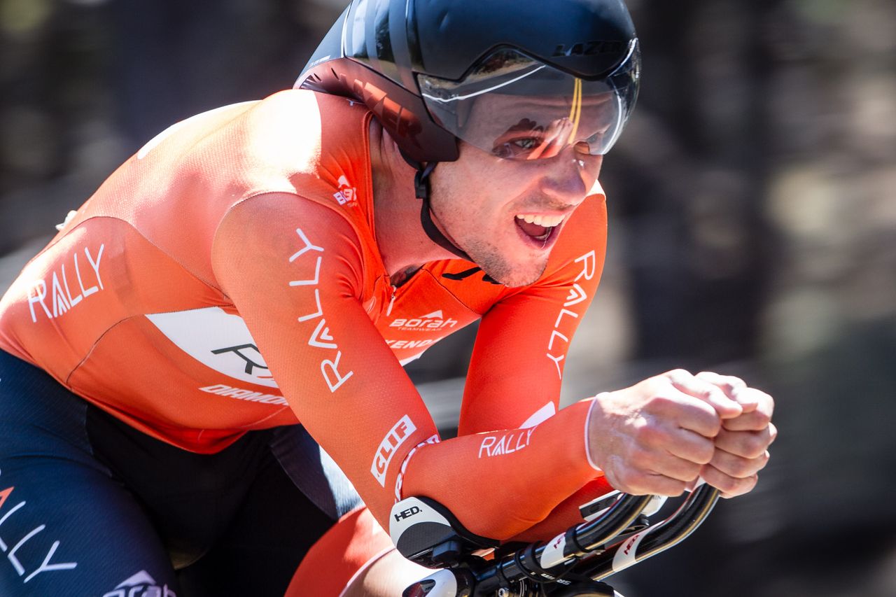 Evan Huffman (Rally) riding to first place