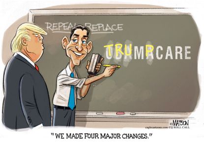 Political Cartoon U.S. Paul Ryan Donald Trump Obamacare changes