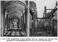 Hugh Head's main ground floor corridor, pictured in the 1920s and then the 1980s. Credit: Country Life
