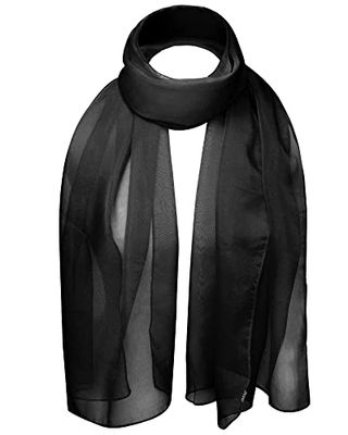 Basic Sense Plain Chiffon Soft Sheer Scarf, Black