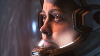 Directive 8020 close-up screenshot of Anders in a space suit stepping out into Tau Ceti f