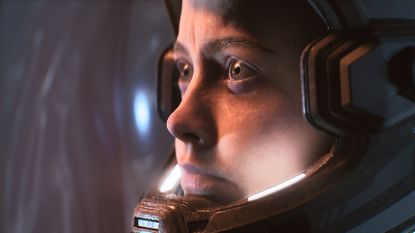 Directive 8020 close-up screenshot of Anders in a space suit stepping out into Tau Ceti f