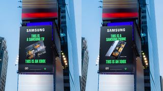 Microsoft mock up detailing partnership ads "This is an Xbox" with Samsung, showcasing Samsung devices.