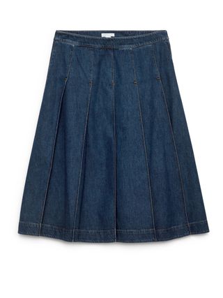 Pleated Denim Skirt - Dark Blue - Arket Gb