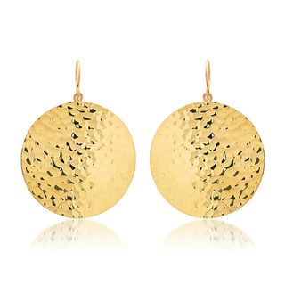 Large Gold Hammered Disc Earrings