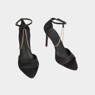 Flat lay image of black heels 