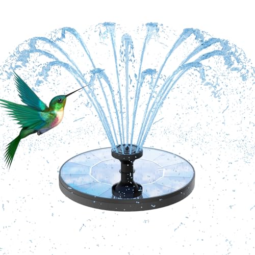 Amztime Solar Fountain With 6 Nozzles, Solar Powered