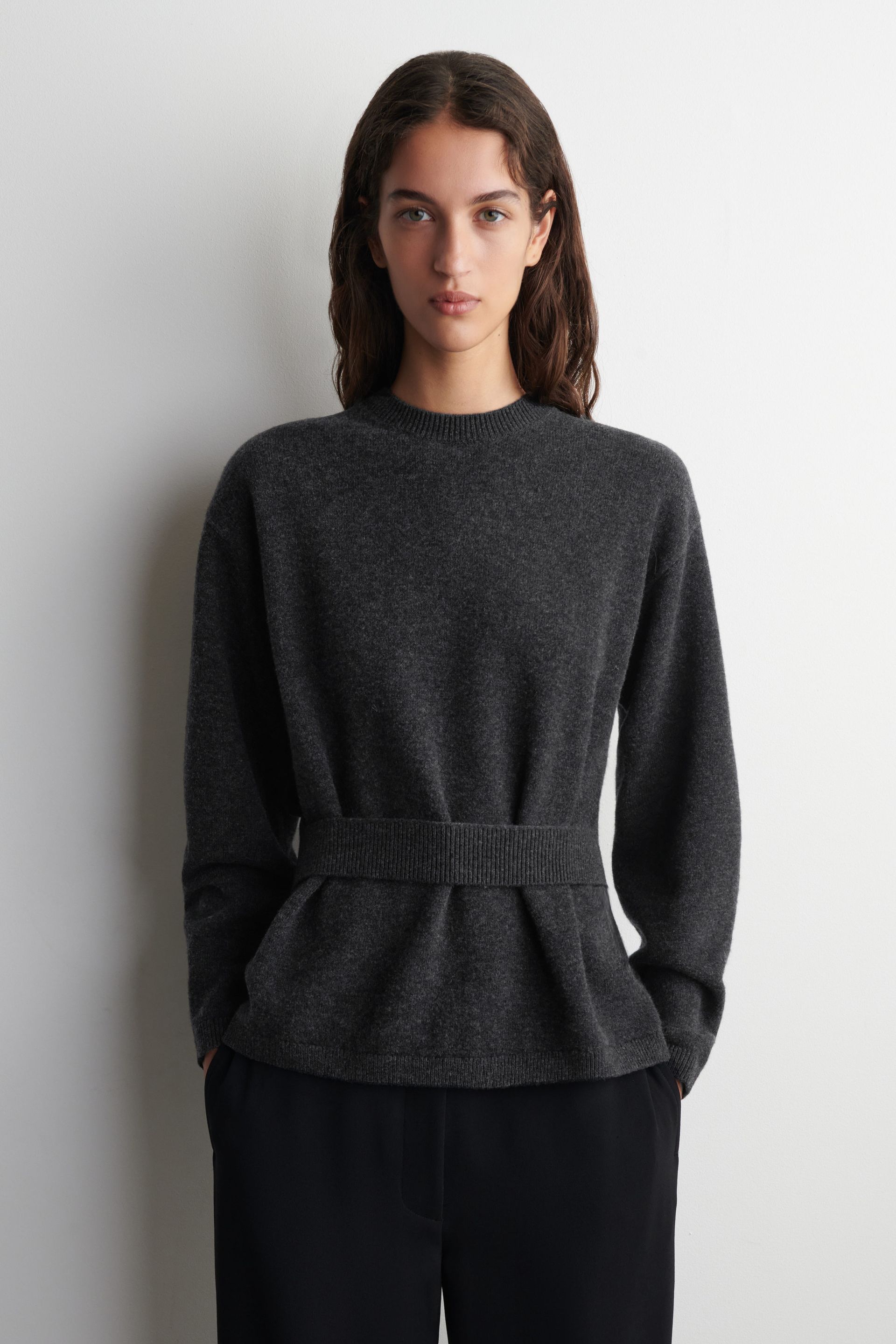 Belt-Detail Merino Wool Jumper