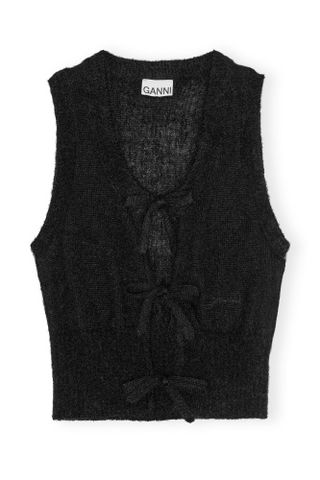 GANNI, Black Light Mohair Tie String Vest