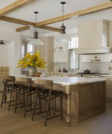 kitchen with wood island