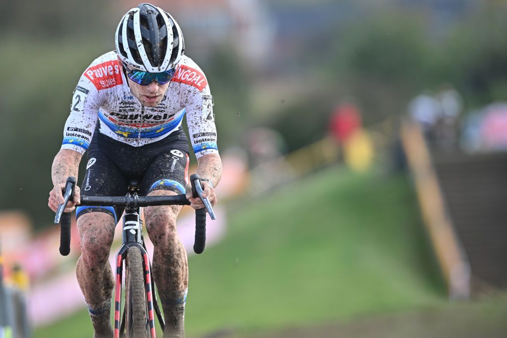 Belgian Eli Iserbyt pictured in action during the men elite race of the Cyclocross Ruddervoorde the second stage of the Superprestige cyclocross cycling competition Saturday 23 October 2021 in Ruddervoorde Oostkamp BELGA PHOTO DAVID STOCKMAN Photo by DAVID STOCKMANBELGA MAGAFP via Getty Images