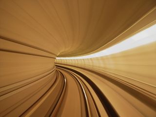 speeding through tunnel