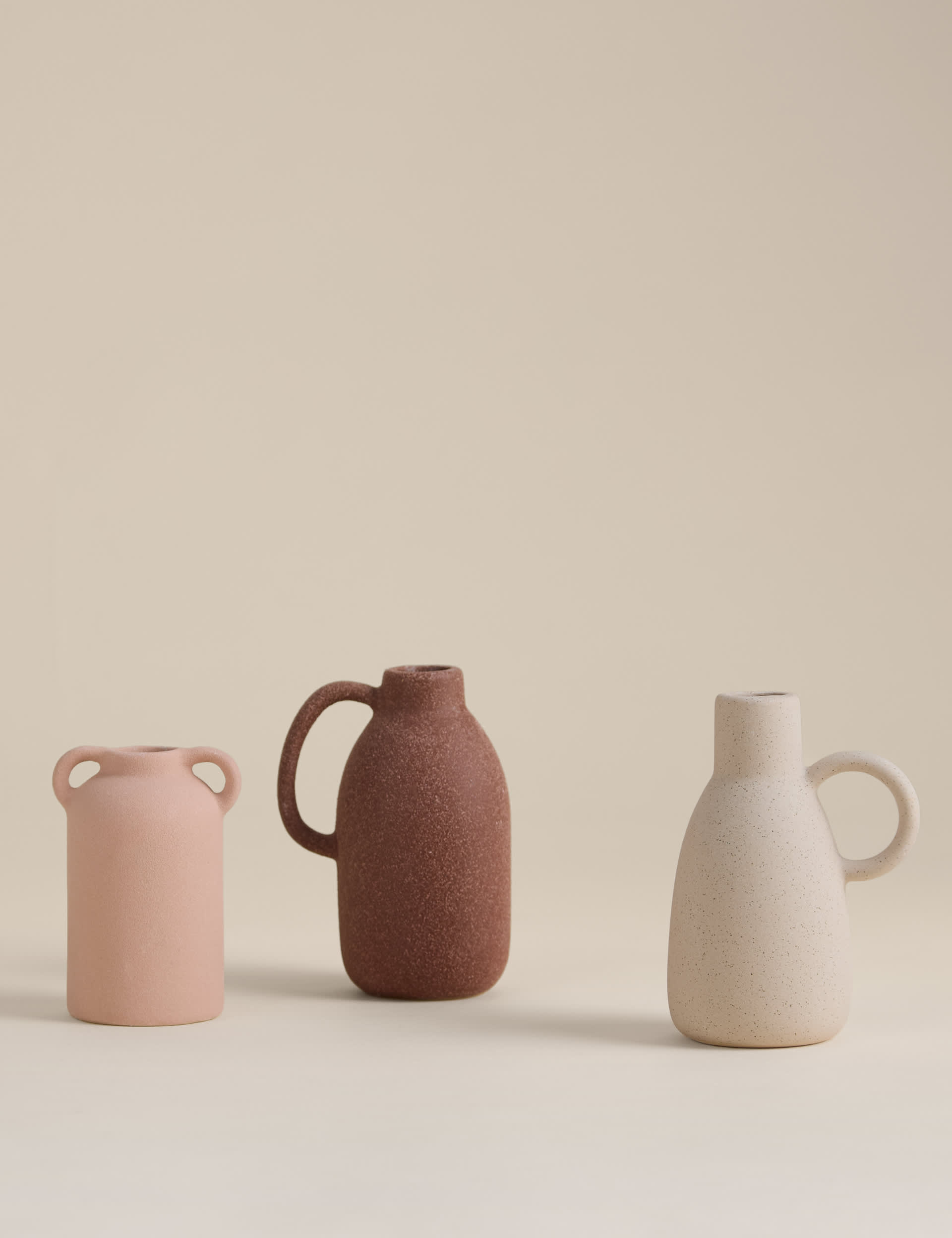 Set of 3 Ceramic Neutral Vases