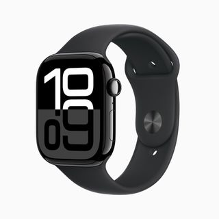 The new polished aluminium finish, jet black, for Apple Watch Series 10