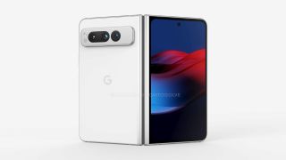 Leaked rendering of the Google Pixel Fold in white.