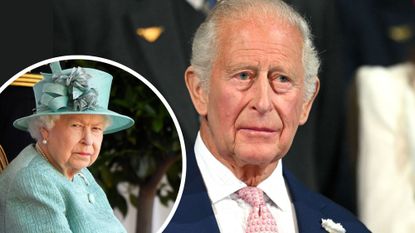 A composite of a roundel of Queen Elizabeth at Windsor Castle on June 13, 2020 and a picture of King Charles at the 2026 Commonwealth Games
