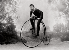 Dr Hutch on a penny farthing