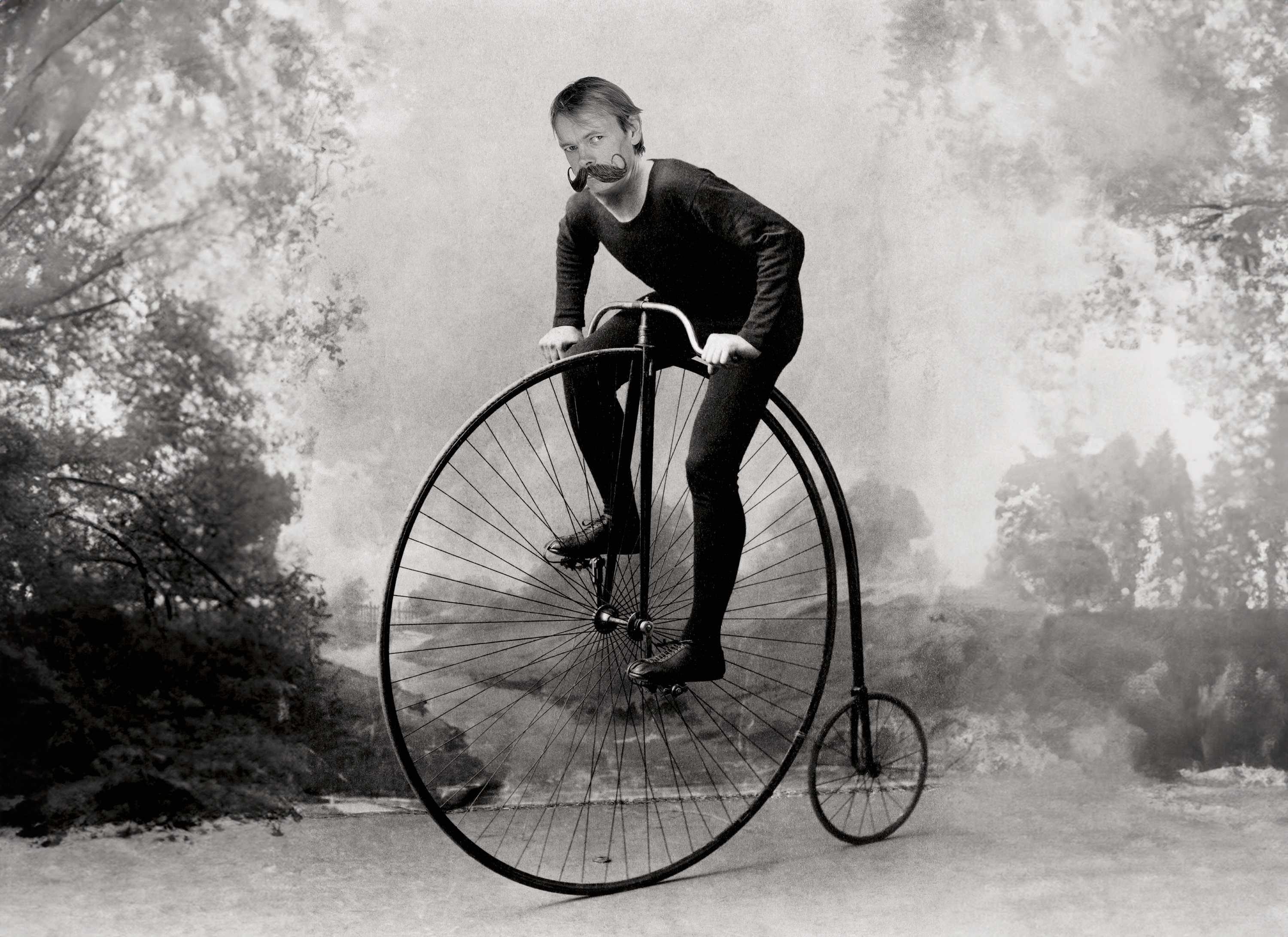 Dr Hutch on a penny farthing