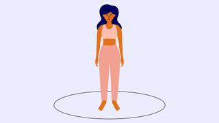 Illustrated woman standing in a circle, representing invisibility