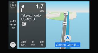 Navigation using Apple CarPlay's Maps app. | Credit: Apple.