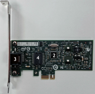 (1) PCI-e Connector, (2) NIC Controller, (3) RJ-45 Jack, (4) EPROM