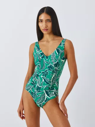 John Lewis Ayanna Ruched Tummy Control Swimsuit, Green