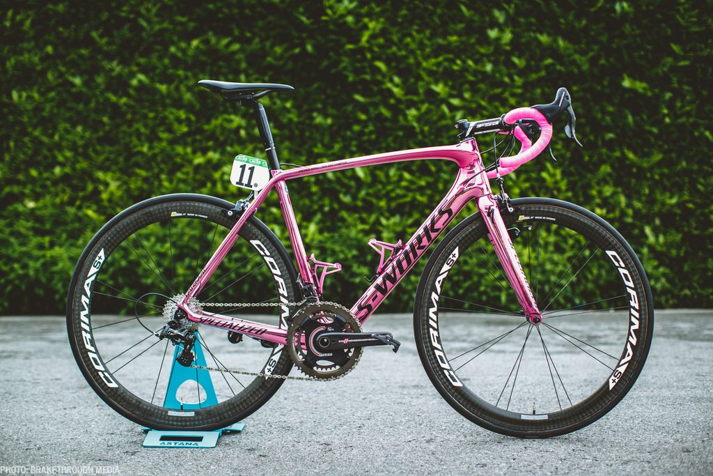 Specialized had a Tarmac painted up in glossy pink to celebrate Nibali's win