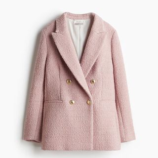 Cut out image of a pale pink boucle H&M blazer