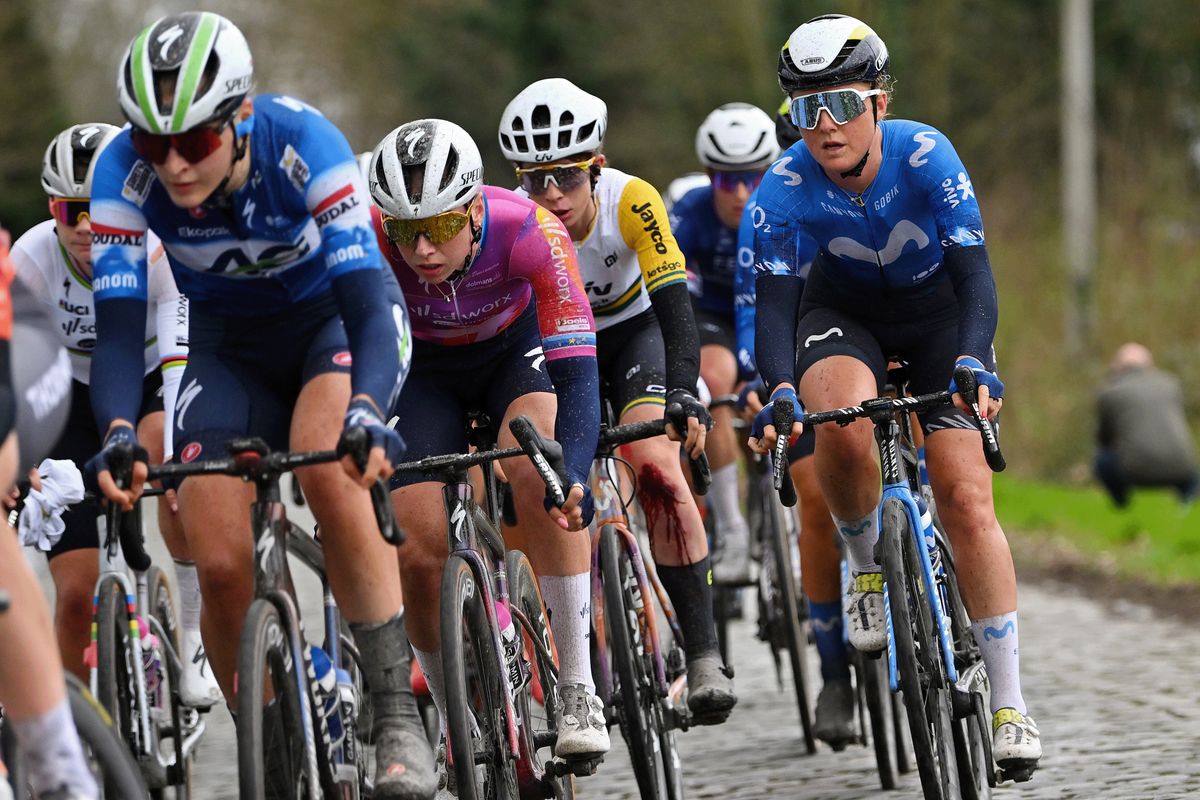 Bloodied knees were commonplace in a crash heavy day of racing