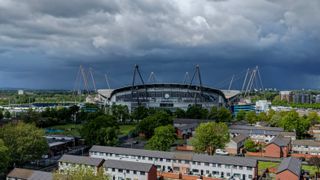 An aerial view of The Etihad Stadium during the Premier League match between Manchester City and Crystal Palace in Manchester, United Kingdom, on May 13, 2026. (Photo by Mark Cosgrove/News Images/NurPhoto via Getty Images)
