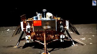 An illustration of China's Chang'e 3 lunar lander on the moon's surface.