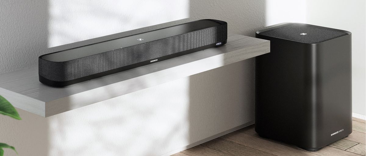 Sennheiser Ambeo Soundbar Mini with Ambeo Sub in lifestyle setting