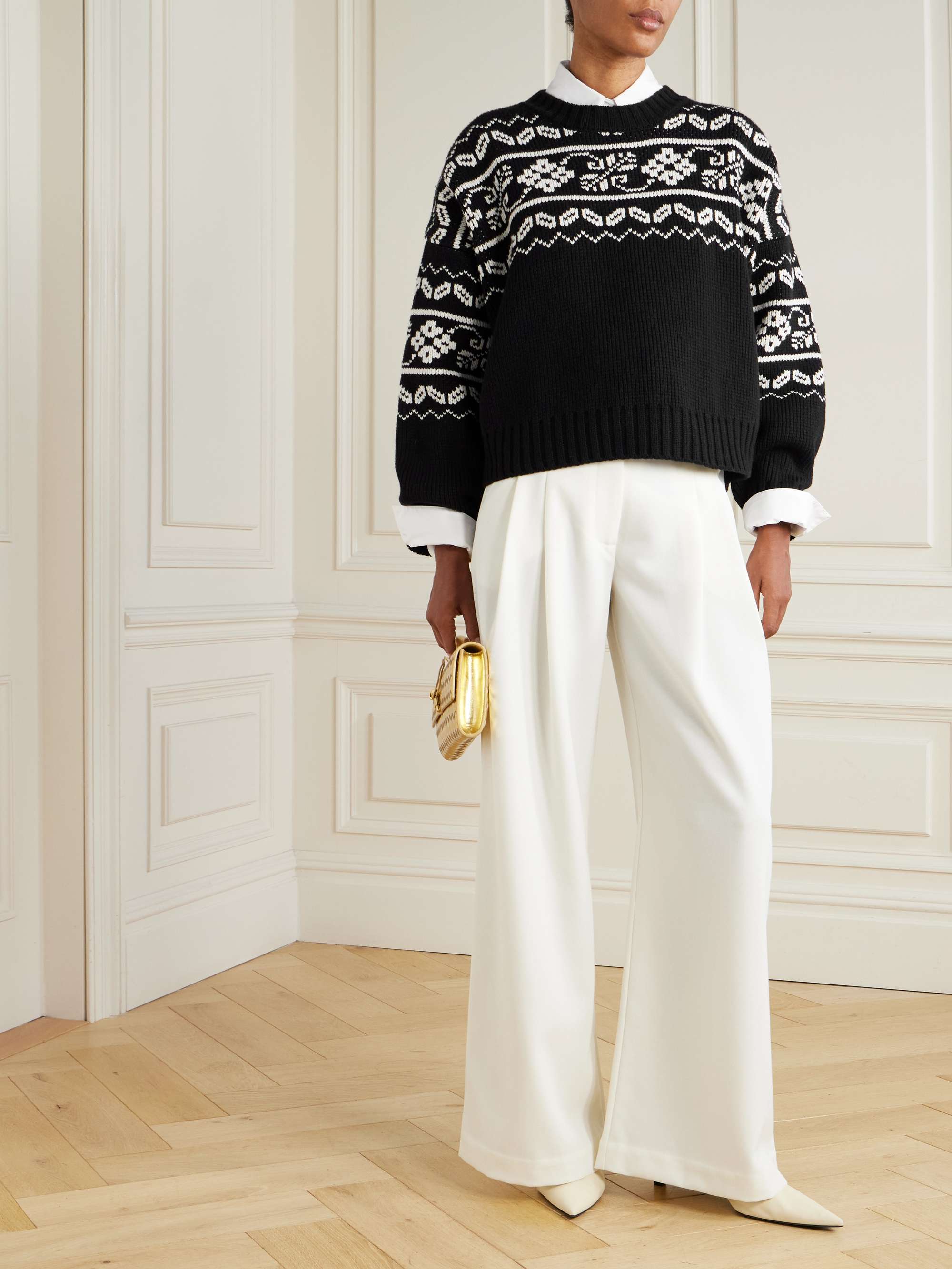 Cropped Fair Isle Wool Sweater