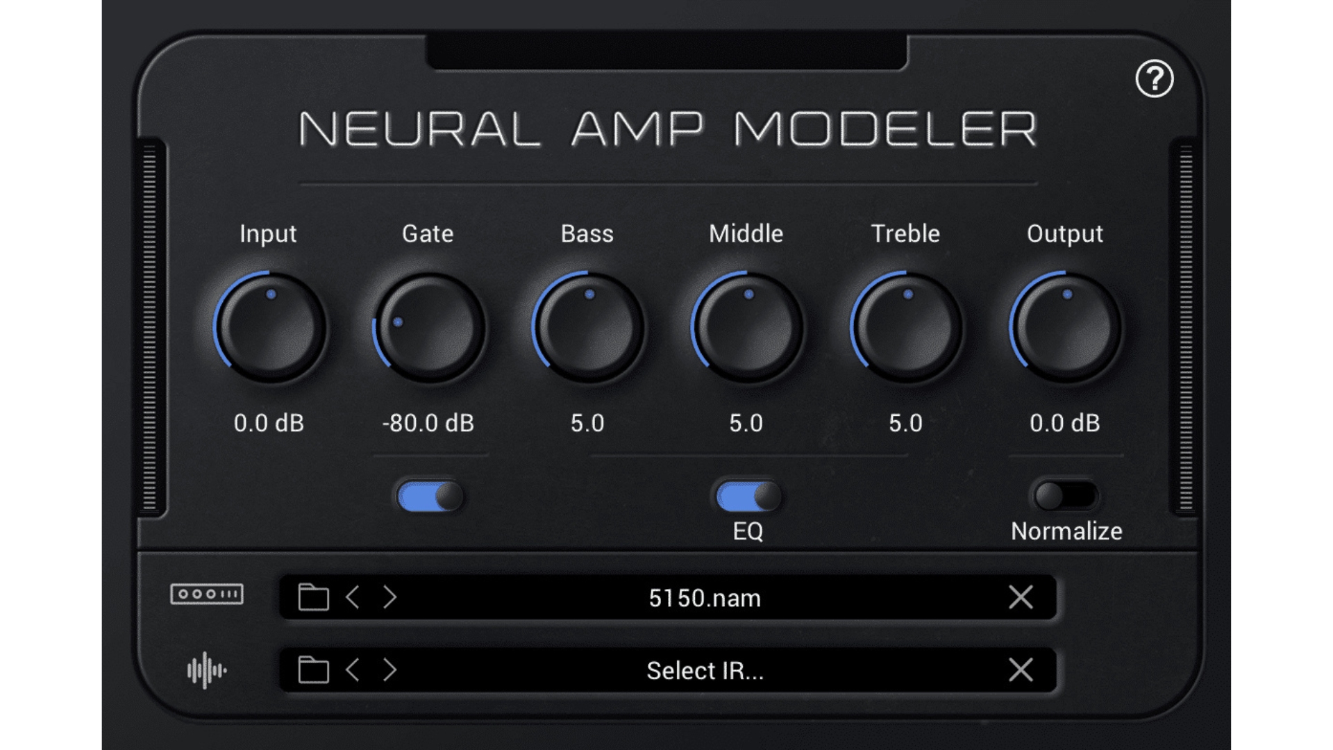A screenshot of the free guitar plugin Neural Amp Modeler